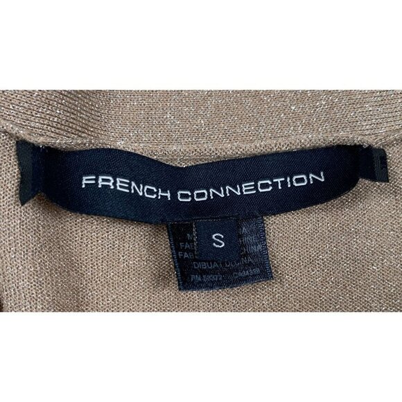 French Connection Gold Shimmer Cardigan Blouse Size Small - Picture 3 of 4
